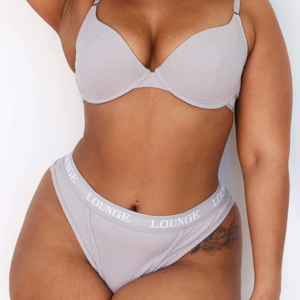 Ultra Comfort Ribbed T-Shirt Bra & Thong Set